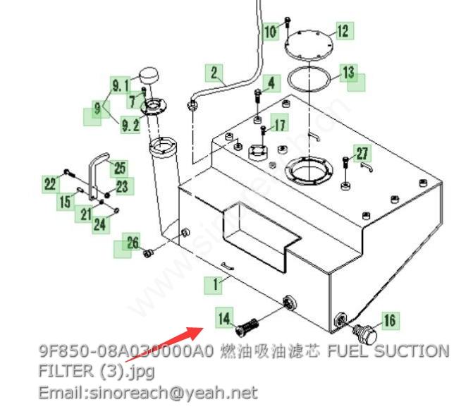 9F850-08A030000A0 燃油吸油滤芯 FUEL SUCTION FILTER (3)