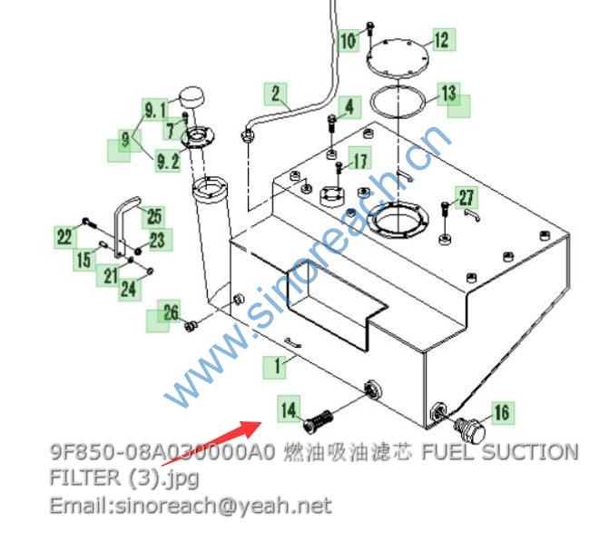 9F850-08A030000A0 燃油吸油滤芯 FUEL SUCTION FILTER (3)
