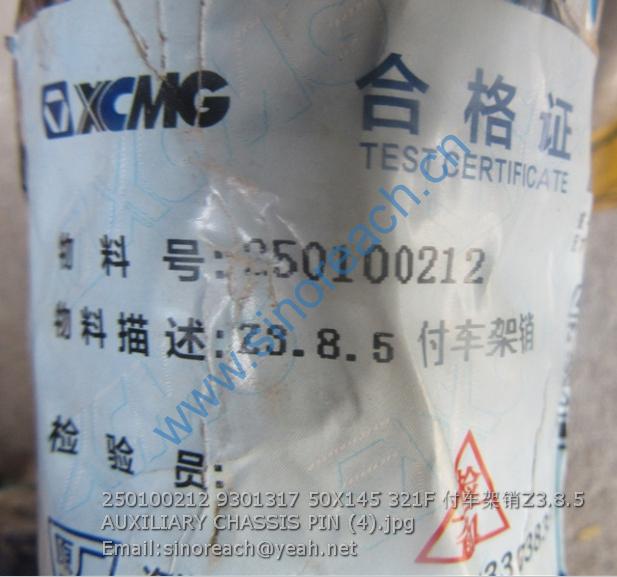 250100212 9301317 50X145 321F 付车架销Z3.8.5 AUXILIARY CHASSIS PIN (4)
