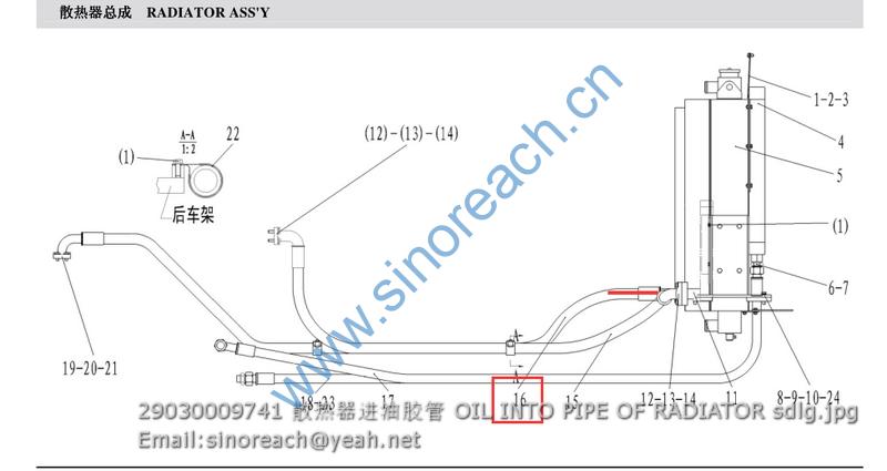 29030009741 散热器进油胶管 OIL INTO PIPE OF RADIATOR sdlg