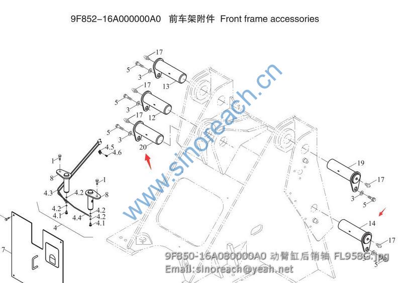 9F850-16A080000A0 动臂缸后销轴 FL958G