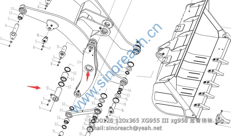 15D0126 120x365 XG955 III xg958 摇臂销轴