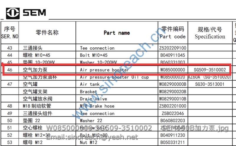 W085000000 SG509-3510002 SEM650B加力泵