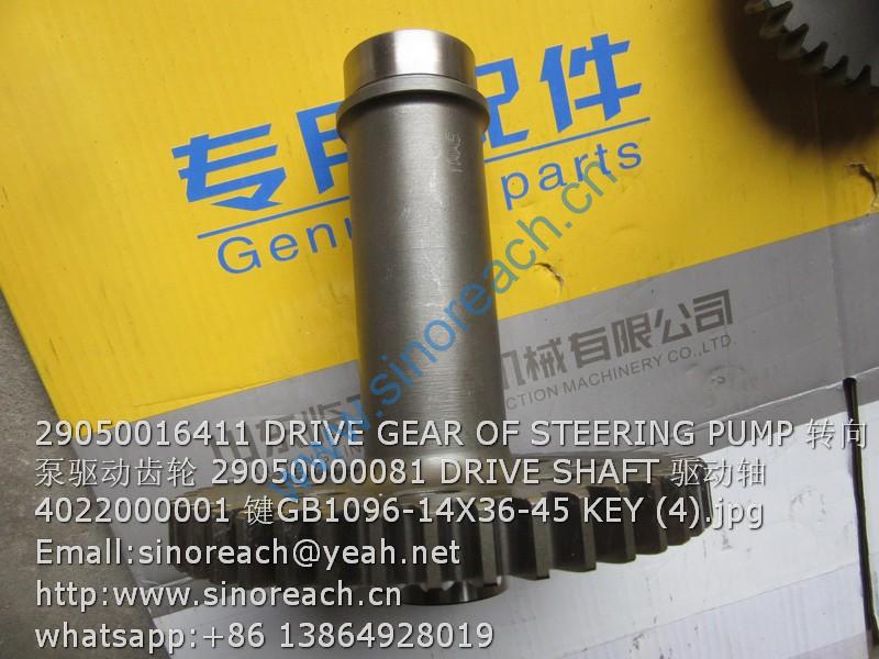 29050016411 DRIVE GEAR OF STEERING PUMP 转向泵驱动齿轮 29050000081 DRIVE SHAFT 驱动轴 4022000001 键GB1096-14X36-45 KEY (4)