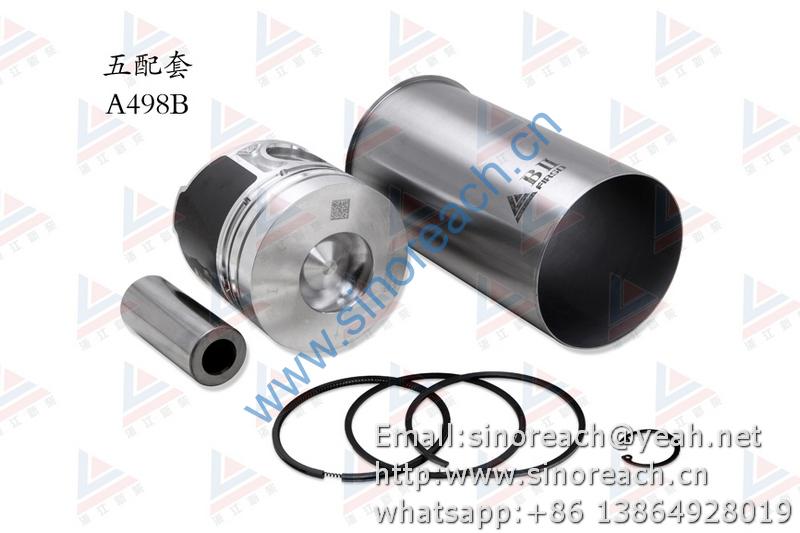 新柴 A498B 五配套 缸套 活塞修理套件 1